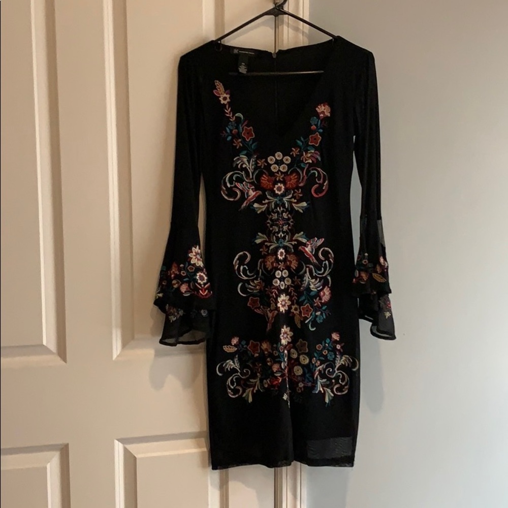 Beautiful embroidered v neck bell sleeve dress